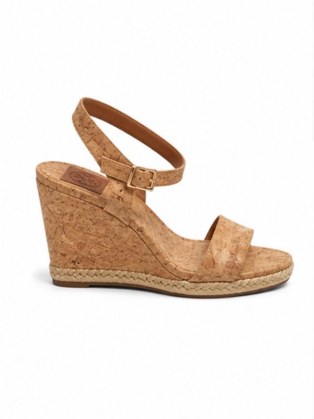Tory Burch Tan Marion Quilted Espardrille Cork Wedge Sandals 6.5M